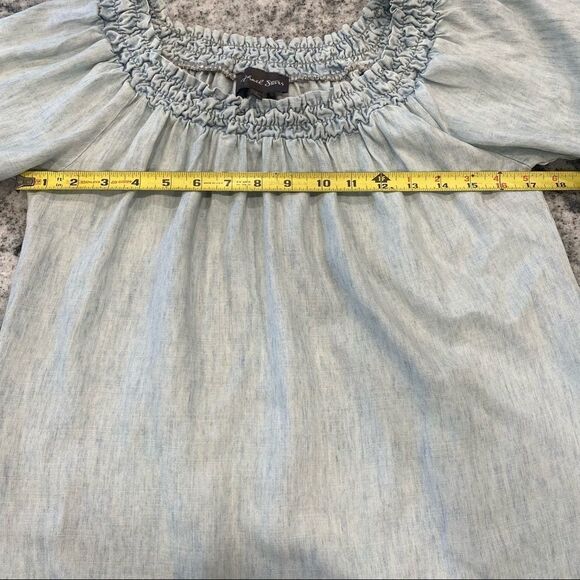 Michael Stars Small Chambray Short Sleeve Off Shoulder Chambray Top Shirt - Picture 6 of 8